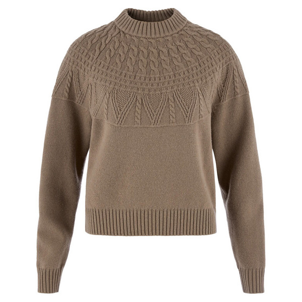 ÖVIK SOLID JACQUARD KNIT W Damen - Wollpullover-SUEDE BROWN