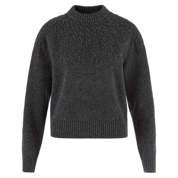 ÖVIK SOLID JACQUARD KNIT W Damen - Wollpullover-DARK GREY