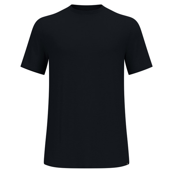 T-SHIRT CREW NECK S/S MERINO TENCEL PLAIN TEE Herren - Funktionsshirt-BLACK MELANGE