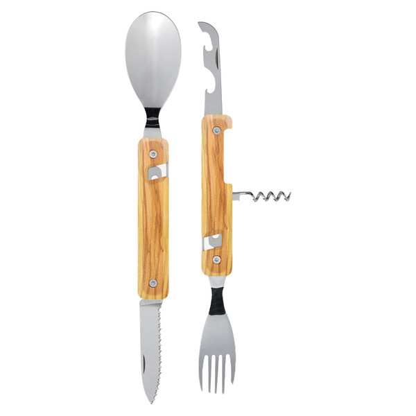 MULTIFUNKTIONALES BESTECK 13H25 - Campingbesteck-OLIVE WOOD
