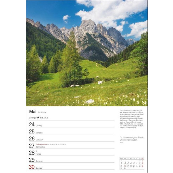 BERGE WOCHENPLANER 2027 - 53 FASZINIERENDE FOTOGRAFIEN - Kalender Ansicht 2