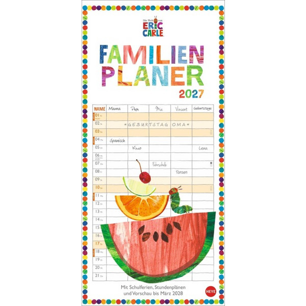KLEINE RAUPE NIMMERSATT FAMILIENPLANER 2027 - Kalender